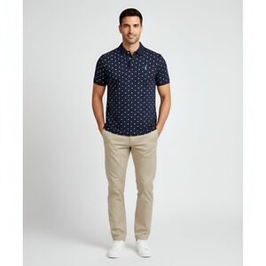 Polo Ralph Lauren Navy/white Short Sleeve Polo Shirt Size Medium Men's